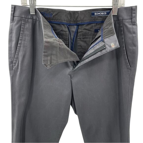 Bonobos Men’s Friday Flat Front Casual Dress Chino 100% Cotton Gray Pants 34 - Picture 7 of 15